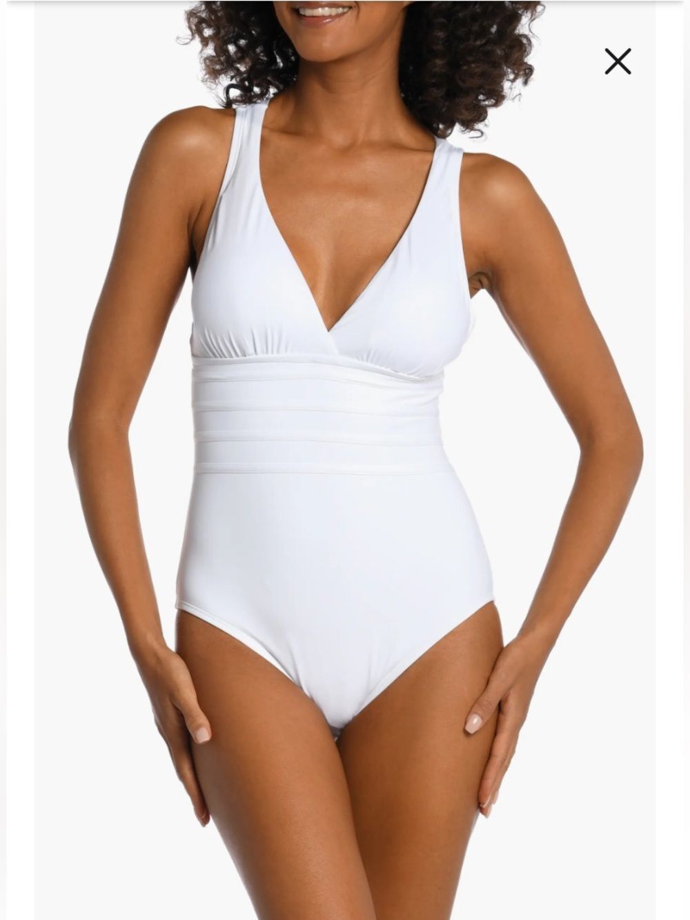 La Blanca Swimsuit NEW Cross Back One Piece Slimming Tummy Control White Size 8